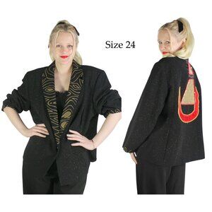 Desperately Seeking 80s Pyramid Style Size 24 Black Glitter Susan Jacket